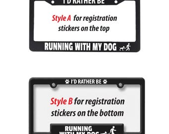 Marco para matrícula de Running With My Dog - Regalo para amantes de los perros, Prefiero correr con mi perro - Marco para placa de matrícula de coche -