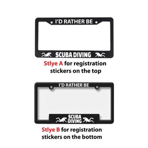 Scuba Diving License Plate Frame - Diving License Plate Frame -  Scuba Diver Car Tag - Gift for Deep Sea Diver - I&#39;D Rather Be Scuba Diving
