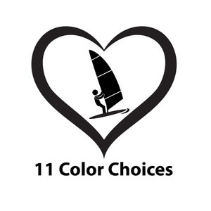 I Love Windsurfing Sticker - Windsurfer Decal - Gift for Windsurfing - Car Window Decal - Sailboard Sticker