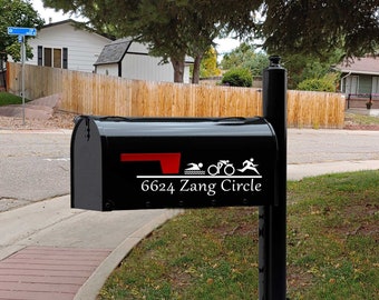 Triathlon Mailbox Decal - Custom Mailbox Sticker for Triathlete, Triathlete Gift