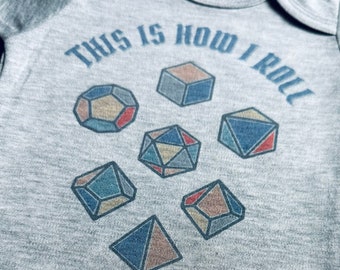 This is How I Roll Mommy and Me Tees & Bodysuits - Dice Game - Dice - Turn Based Games - Gamer Parents - Gamer Baby - Onesie - Bodysuit