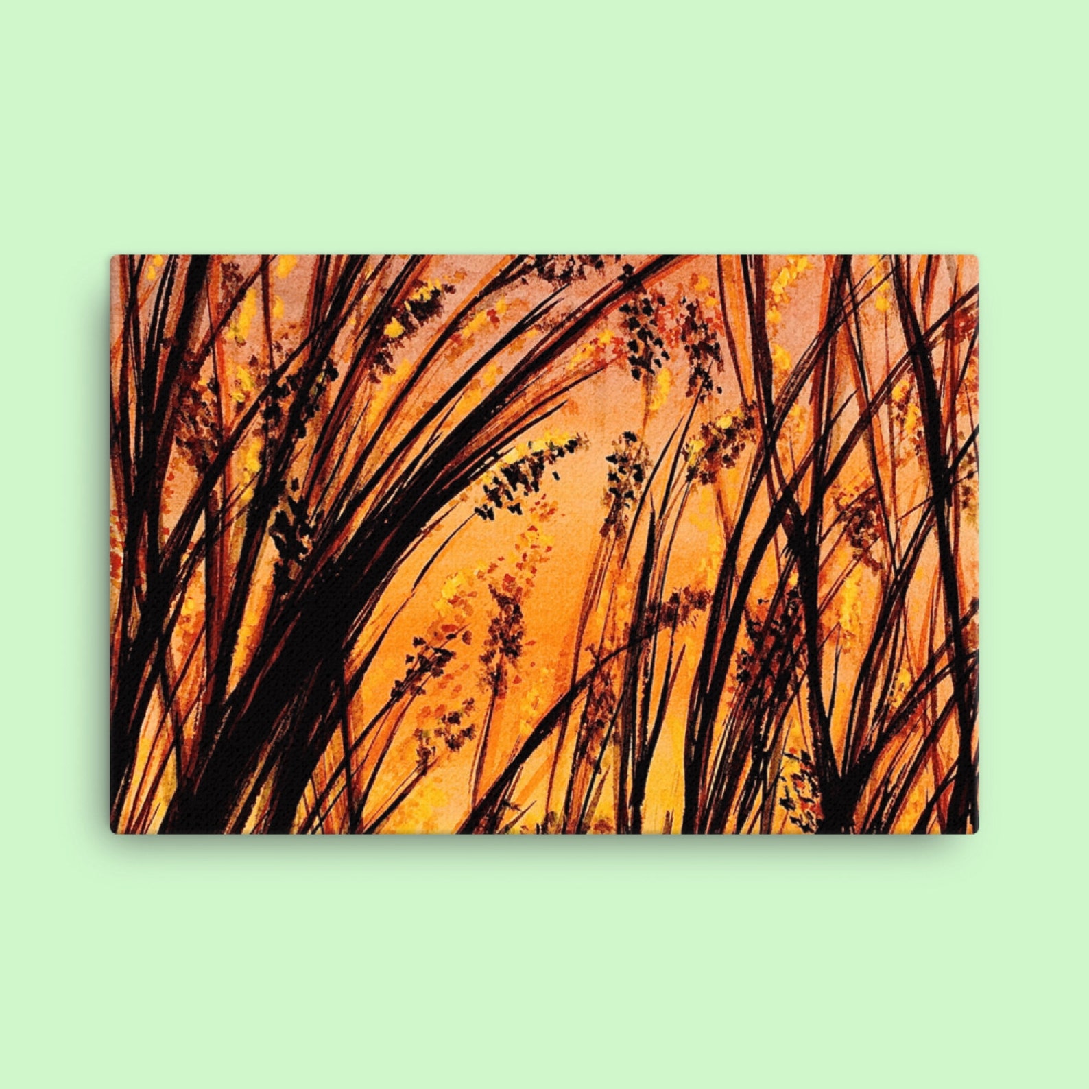 Grasses in the Sunset Watercolor Painting Canvas Print Grass - Etsy UK