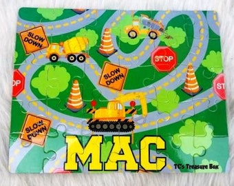 Baupuzzle, Puzzle Party Favor, personalisiertes Puzzle, Baupuzzle, Baustellenpartygeschenk, personalisiertes Puzzle, Namensgeschenk
