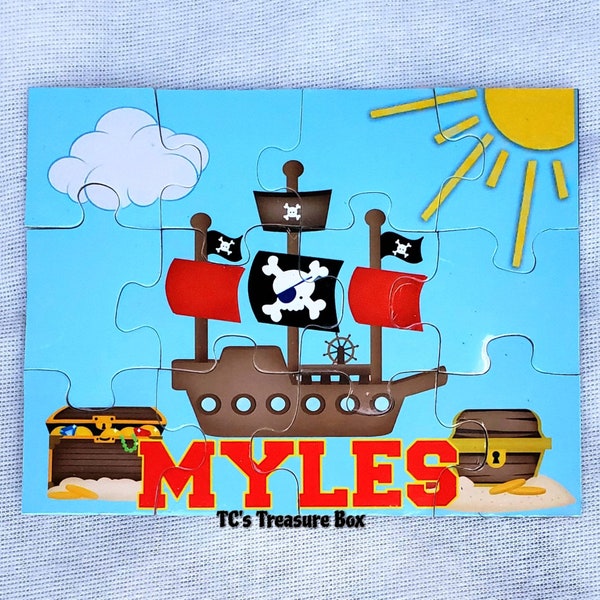 Pirate Puzzle, Pirate Ship Jigsaw Puzzle, Puzzle Gift, Personalized Puzzle, Pirate Party, Pirate Party Activity, Custom Puzzle, Name Gift