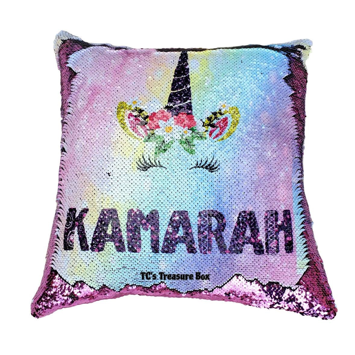 Unicorn Sequin Pillow Unicorn Pillow Personalized Unicorn Etsy