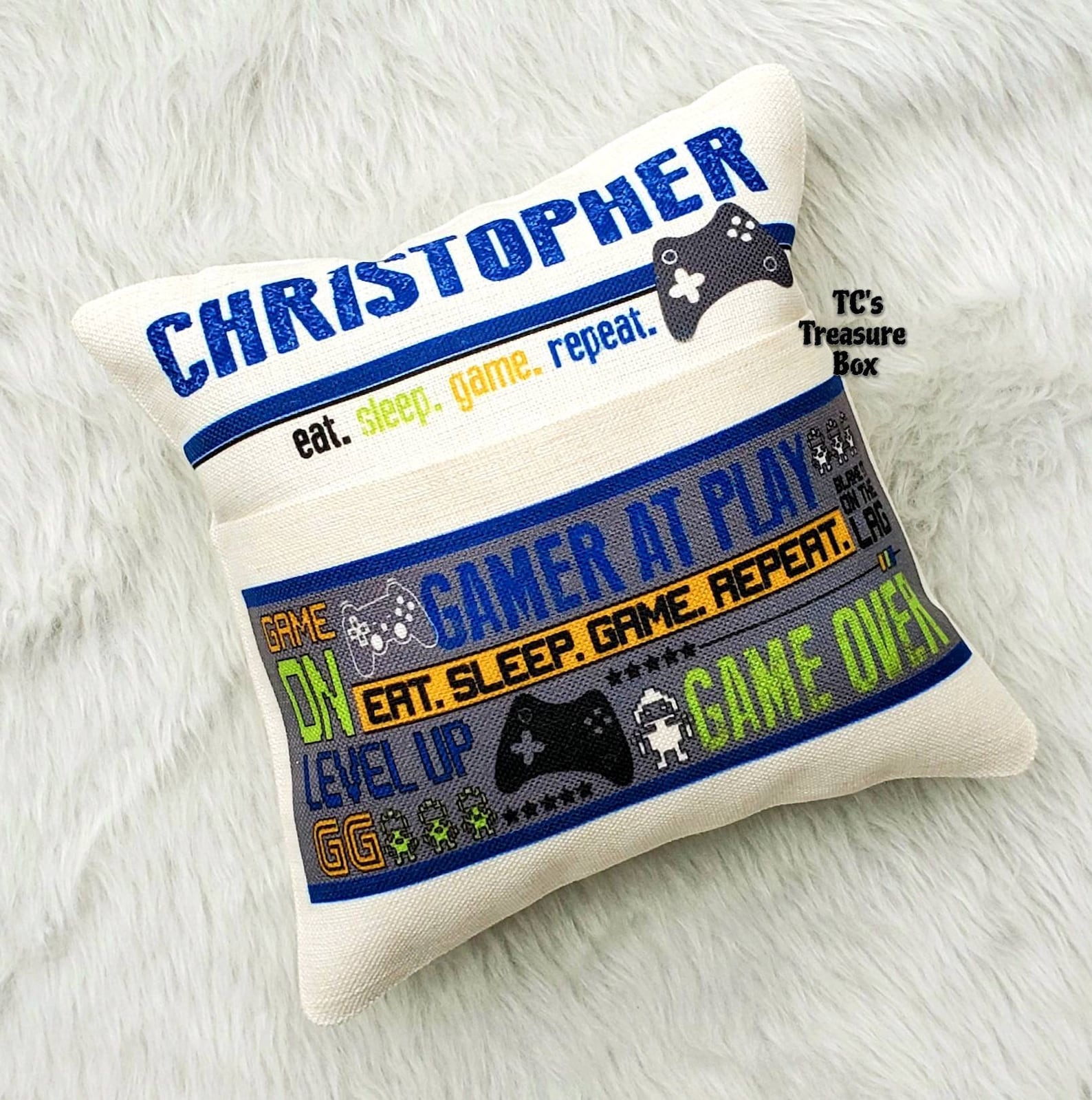 Gamer Pillow Personalized Gamer Pillow Gamer Pocket Pillow Etsy