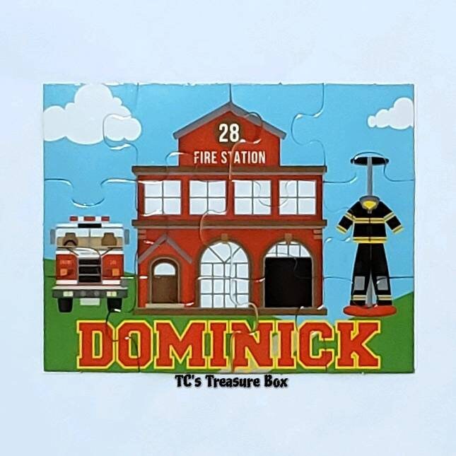 Firefighter Puzzle, Puzzle Party Favor, Personalized Puzzle, Fire Truck ...