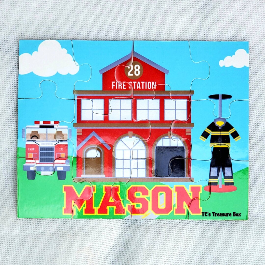 Firefighter Puzzle, Puzzle Party Favor, Personalized Puzzle, Fire Truck ...