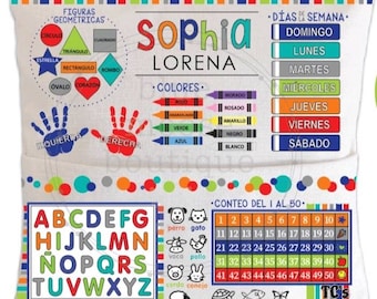 Spanish Learning Pillow, Educational Pillow, Sight Words Pillow, Home School Pillow, Classroom Decor, Book Pillow, Preschool Aid, Español