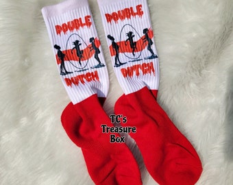 Double Dutch Socks, Custom Socks, Jump Rope Socks, Face Socks, Custom Logo Socks,  Socks, Holiday Socks, Birthday Socks