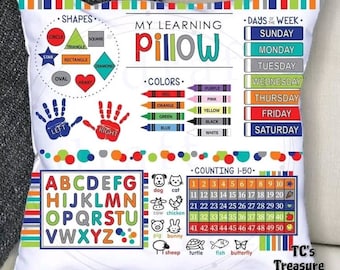 Learning Pillow, Educational Pillow, Sight Words Pillow, Home School Pillow, Classroom Decor, Book Pillow, Preschool Aid, Kids Room Decor