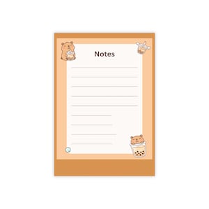Hamster Bubble Tea Lined Notepad | Kawaii Drink Stationery (50 Sheets)