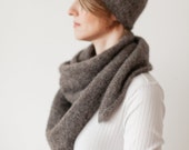 women 39 s scarf hat knitted scarf stylish hat alpaca wool silk hat scarf winter scarf hand knitting scarf hat casual gray beanie Easter gift