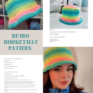 Crochet Retro Bucket Hat Pattern Crochet Eliza Mallison Original Pattern digital download Crochet Pattern Halloween Crochet image 1