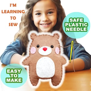 Felt Brown Bear Sewing Kit: Creative Montessori Craft Gift for Kids