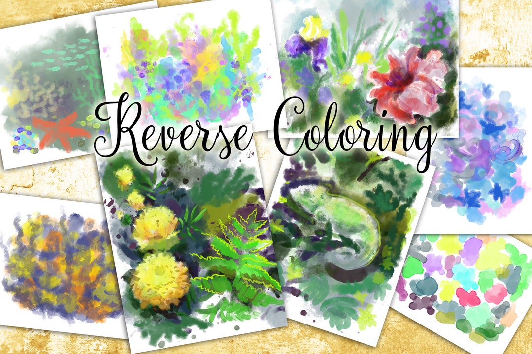Reverse Coloring Book for Adults: We Provide the Colors and Patterns, You  Add the Doodles and Designs: Watercolor, Landscapes, Flowers, Ocean, Space   (Reverse Coloring Books for Adults and Kids): World, Blue