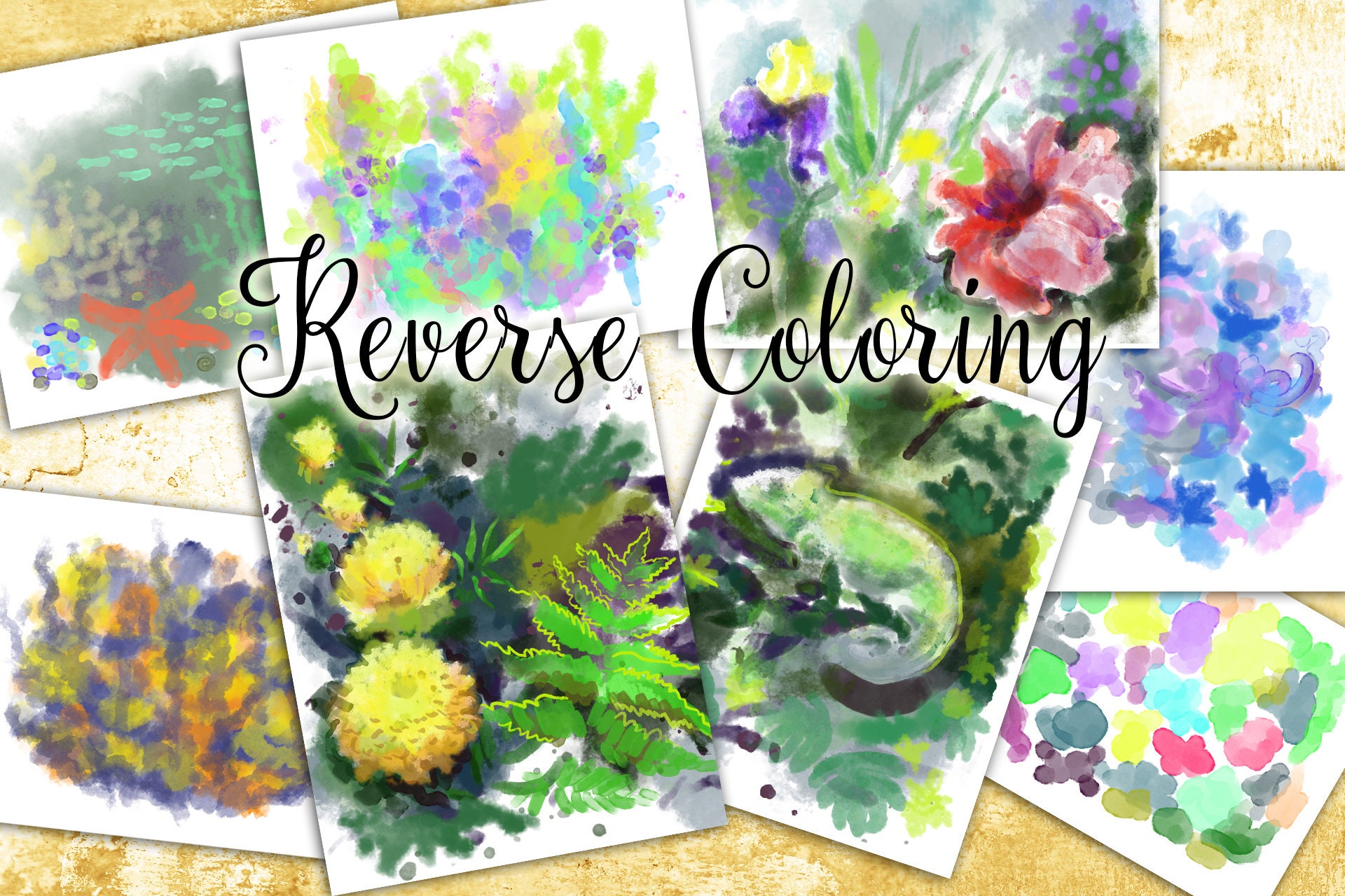 Reverse coloring book printable, DIY activity at home