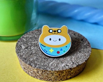Adventure Time Wooden Pin: Finn, Jake & BMO Cartoon Badge