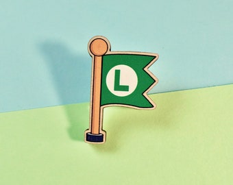 Luigi Checkpoint Flag Pin - Super Mario Bros Checkpoint Collection - Etsy