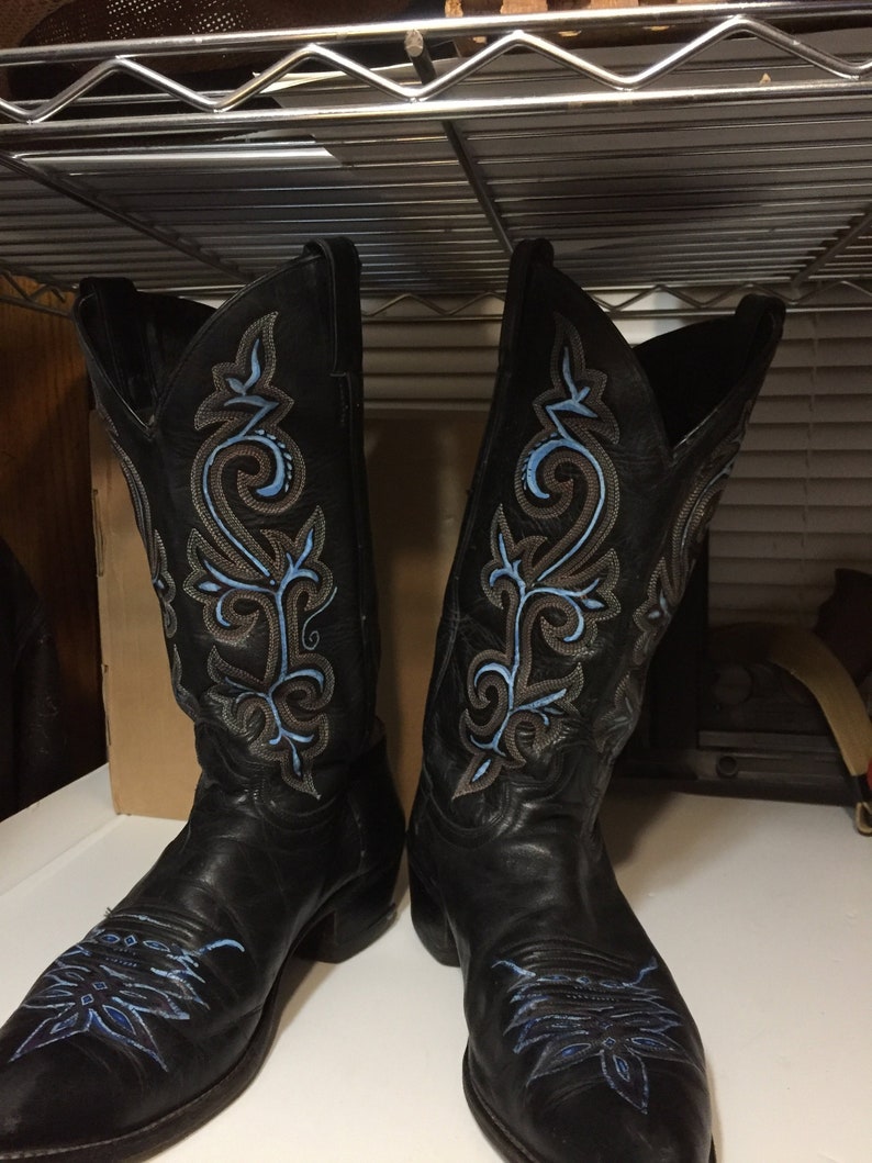 Vintage Justin Custom Painted Cowboy Boots. Size 11 - Etsy