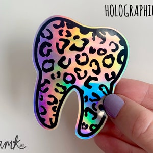 Tooth sticker, dental sticker, holographic tooth sticker, leopard print tooth, leopard print dental sticker, dental gift, holographic tooth