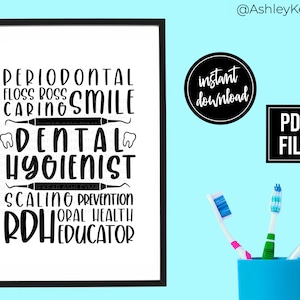 Dental Hygienist art, RDH art print, Digital file only, dental printable art, dental hygienist gift, dental instant download art
