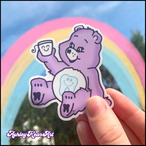 Dental bear sticker, cute dental hygiene sticker,  Rdh sticker, dentist sticker, tooth sticker, funny dental gift