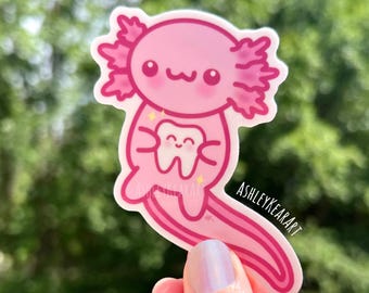Dental axolotl sticker, dental humor sticker, Rdh sticker, dental humor, dental water bottle sticker, dentistry sticker