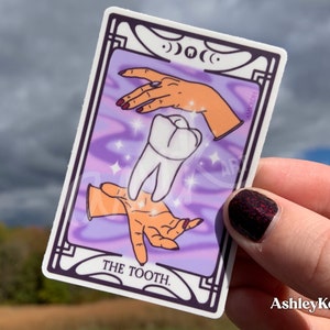 Tarot card the tooth sticker, cute dental sticker, dentist sticker, dentistry sticker, RDH sticker, tooth sticker