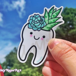 Cute dental sticker, dental succulent, tooth succulent, plant tooth sticker, cute dental gift, Rdh sticker, dental hygienist sticker