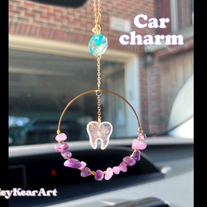 Dental car charm, dental sun catcher, amethyst car charm, only comes with one car charm
