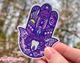 Dental hamsa sticker, tooth sticker, hand of Fatima tooth sticker, RDH sticker
