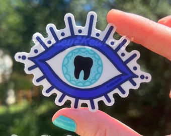 dental evil eye sticker, dental sticker, funny dental sticker, dentistry sticker, RDH sticker, tooth sticker