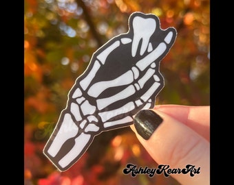 Dental sticker, dental skeleton hand sticker, dental Halloween sticker, dentistry sticker, RDH sticker, tooth sticker