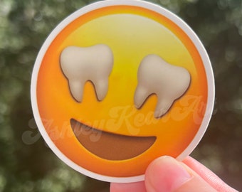 Smile tooth sticker, cute dental sticker, dental hygiene sticker, funny dental sticker