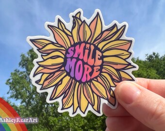 Smile more sticker, Sunflower tooth sticker, flower tooth sticker, dental sticker, Rdh sticker, dental hygienist sticker, teeth sticker