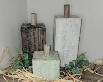 Rustic Wood Pumpkin Set, Hand Painted Fall Decor, 4x4 Pumpkins - Etsy