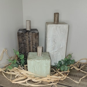 Wood Pumpkins, 4x4 Pumpkins, Wood Pumpkin Set, Fall Porch Decor, Rustic Wood Pumpkins, Block Pumpkins, Fall Decor
