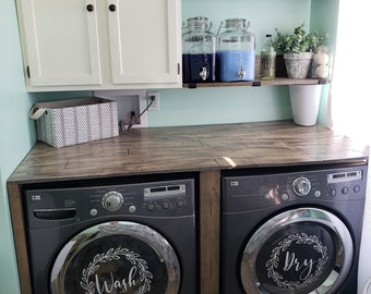 Farmhouse Laundry Room Decals – "Wash" & "Dry" Wreath Vinyl Stickers