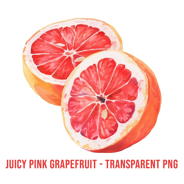 Grapefruit PNG for art or craft project. Grapefruit clip art for product label. Pink Grapefruit print for cosmetics & candle labels. Hi-res.