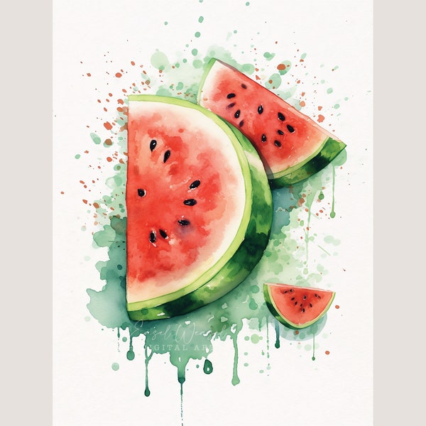 Watermelon Slices Watercolor Art Print - Juicy Refreshment in Every Bite