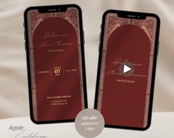 Digital Henna Invitation | kına davetiye | digital | personalized | kişiye özel davetiye | animated video | Turkish | German