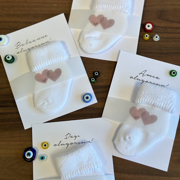 Babysocken Schwangerschaft verkünden | Türkisch | Bebek geliyor |Du wirst Papa | Geschenk für Tante & Onkel | Oma und Opa