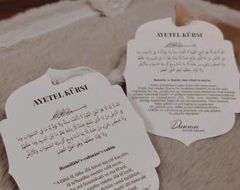 Place card AYETEL KÜRSI | Plate card | Decoration registry office Nikah engagement Nişan Mevlüt |