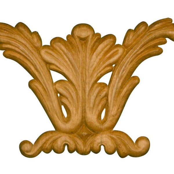 Free Shipping! Embossed Wood Decorative Acanthus Leaf Ornament in Knotty Pine- 4 3/4"H x 5"W x 1/8"D