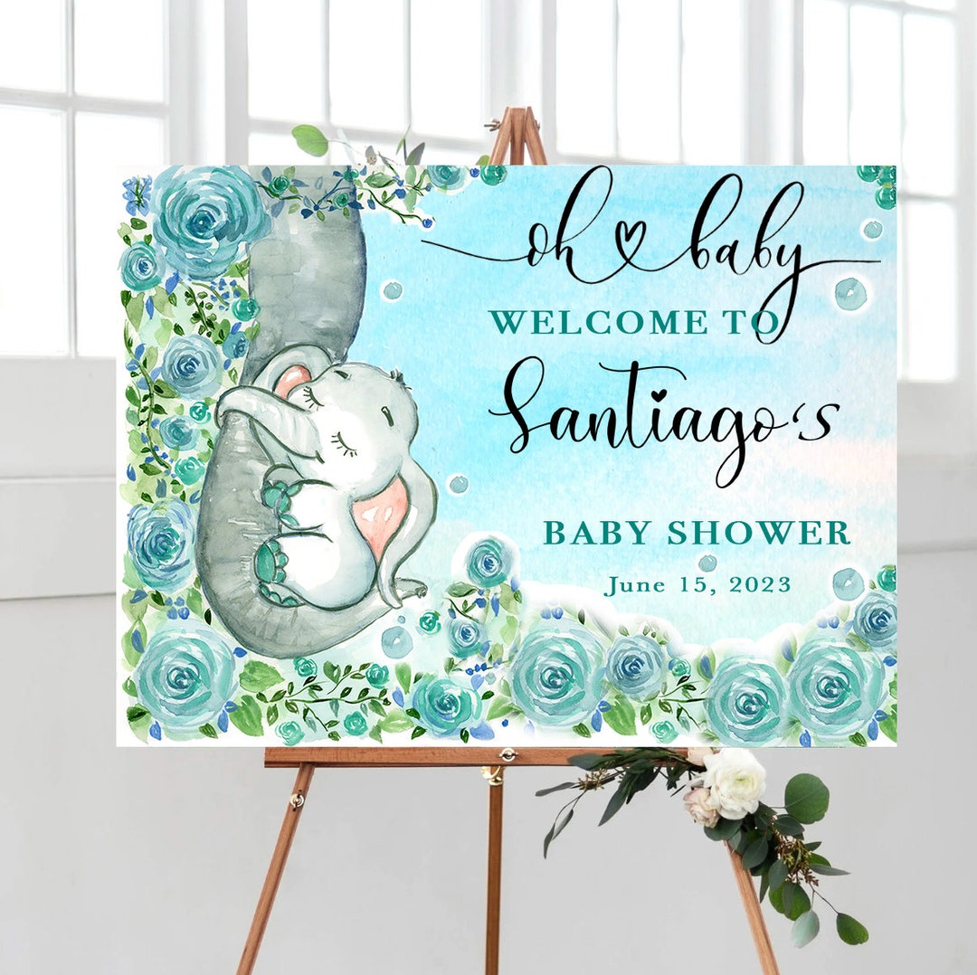 Baby Shower Elephant Sign Editable Template Baby Poster
