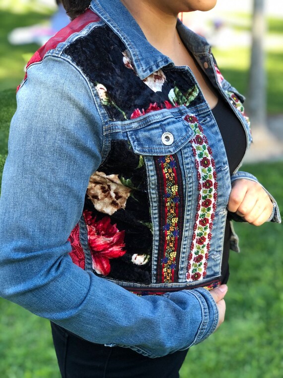 jean jacket with lace bottom