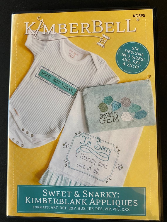 Kimberbell Sweet ＆ Snarky: Kimberblank Appliques Machine Embroidery CD-KD595, Includes: Directions, 6 Designs in 3 Sizes with A Variety of Techniques Sweet \u0026 Snarky: Kimberblank Appliques