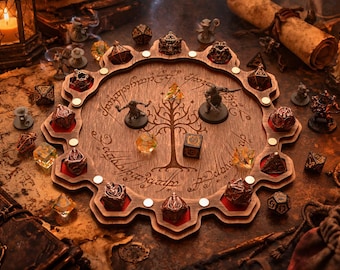 Plateau de dés en bois personnalisé - Accessoire de jeu RPG à l'échelle du dragon 25 x 25