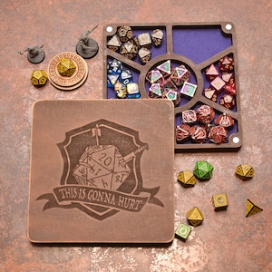 Personalized Wood Dice Box and Tray Set: Dungeons and Dragons Storage